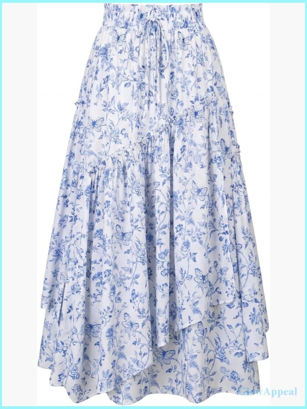 Floral Print Boho Maxi Skirt with Pockets High Waist A-Line